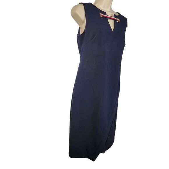 Tommy Hilfiger Dress Sleeveless Shift‎ Short Pleated Nautical Logo Navy Blue 4 - Picture 2 of 16